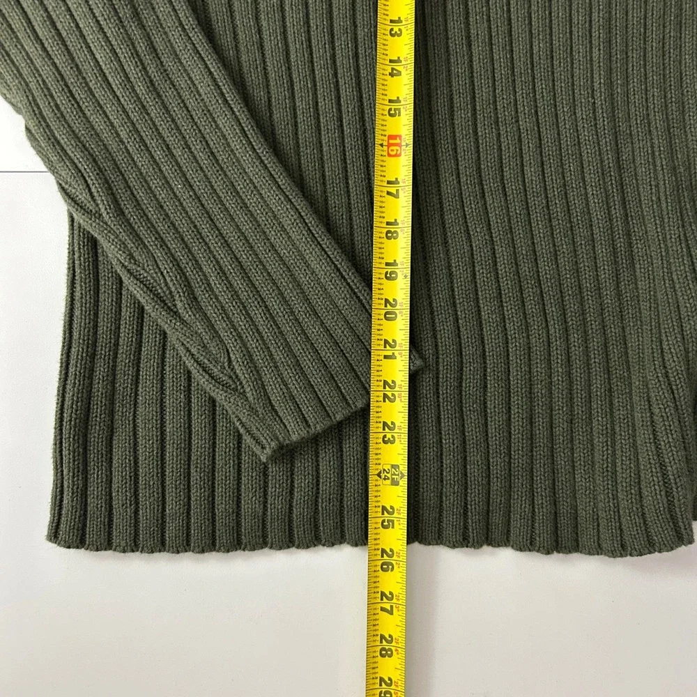 Vintage J. Crew Mens 1/4 Zip Sweater Jumper Rifled Fisherman Green Size‎ Large